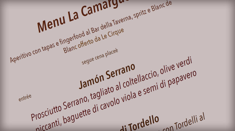 Menu del 11 e 12 gennaio 2019