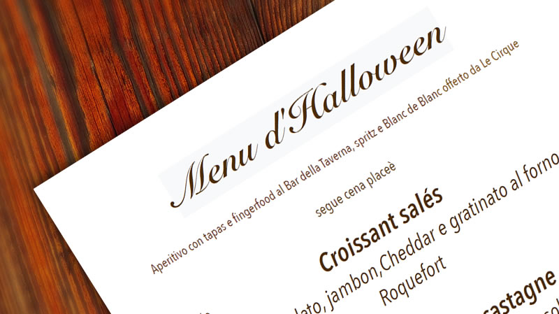 Menu d’Halloween – 1 e 2 novembre 2019