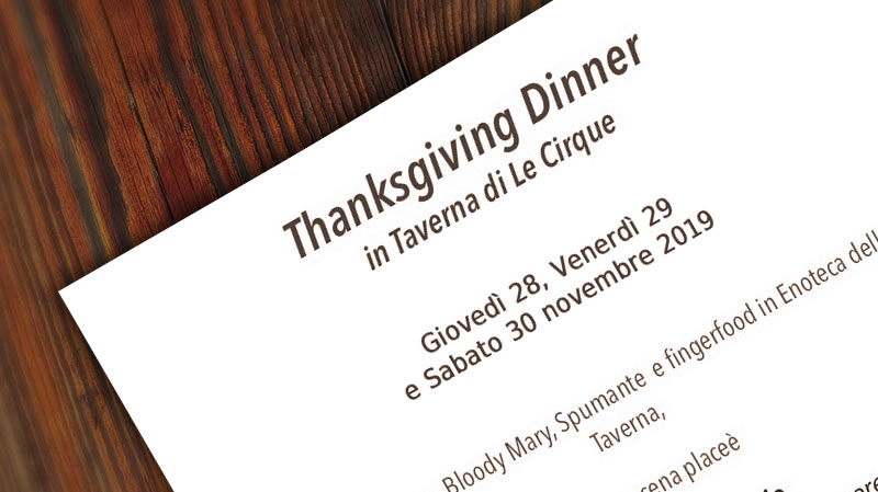 Thanksgiving Dinner – Giovedì 28, Venerdì 29 e Sabato novembre