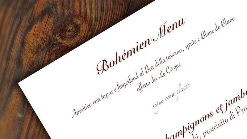 Bohémien Menu alla Taverna – 8 e 9 novembre 2019