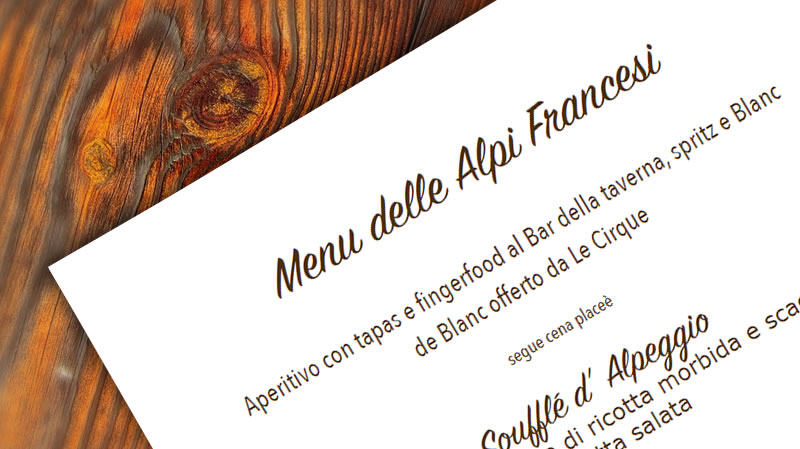 Menu della Taverna – 13 e 14 dicembre 2019