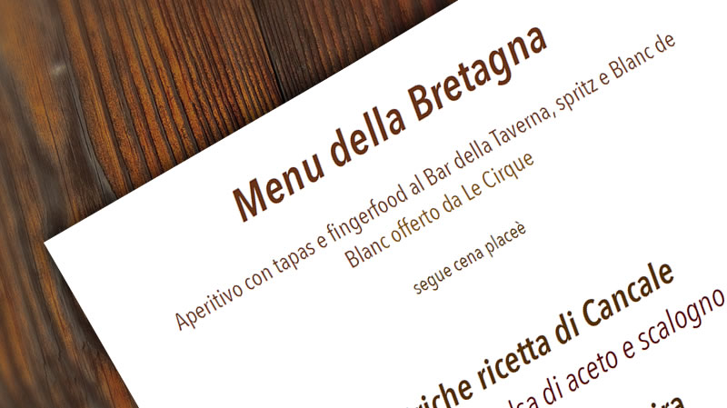 Menu della Taverna – 6 e 7 dicembre 2019