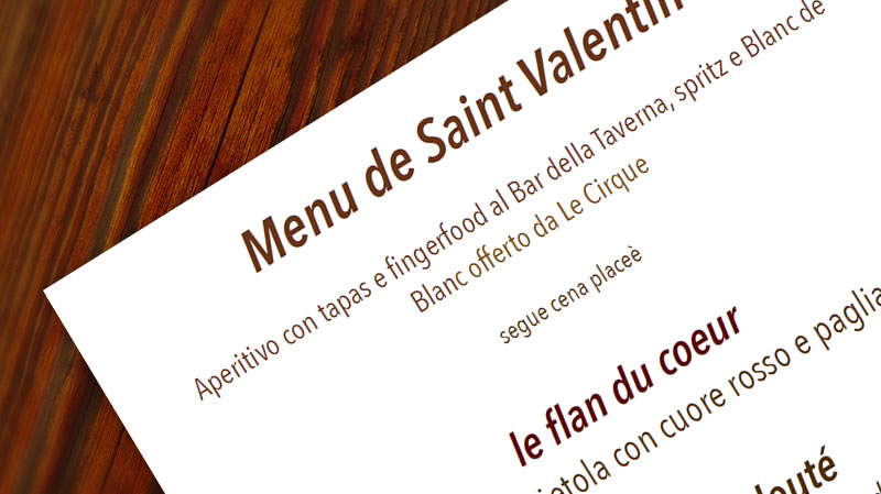 Prenota la tua cena San Valentino