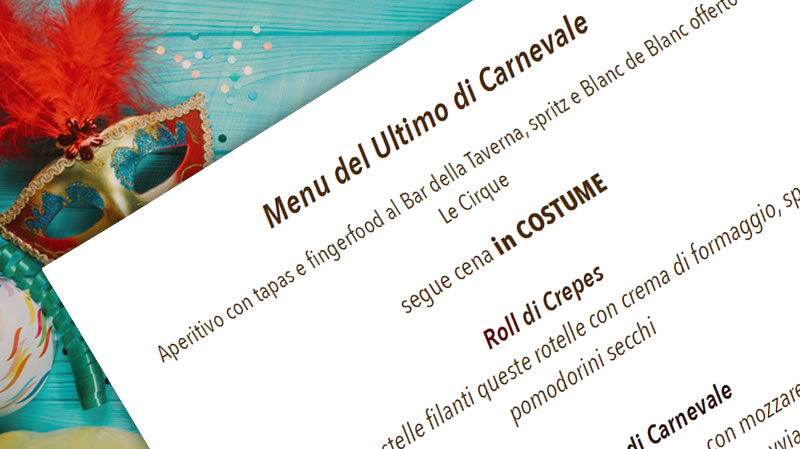 Menu di Carnevale – 25 febbraio 2020